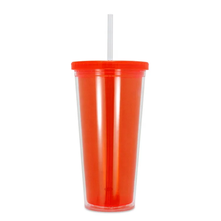 Lincond Hot Sale BPA Free Tritan 16oz Plastic Double Wall Tumbler Cup With straw