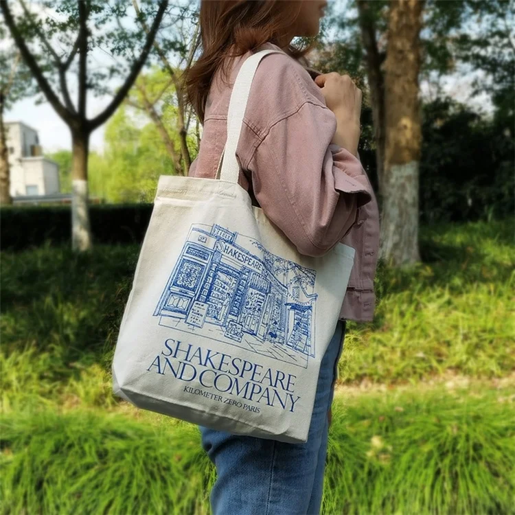Chuanghua NO MOQ Custom Logo Printed Nature Cotton Canvas Grocery Shopping Tote Bag Reusable Shopping Bag