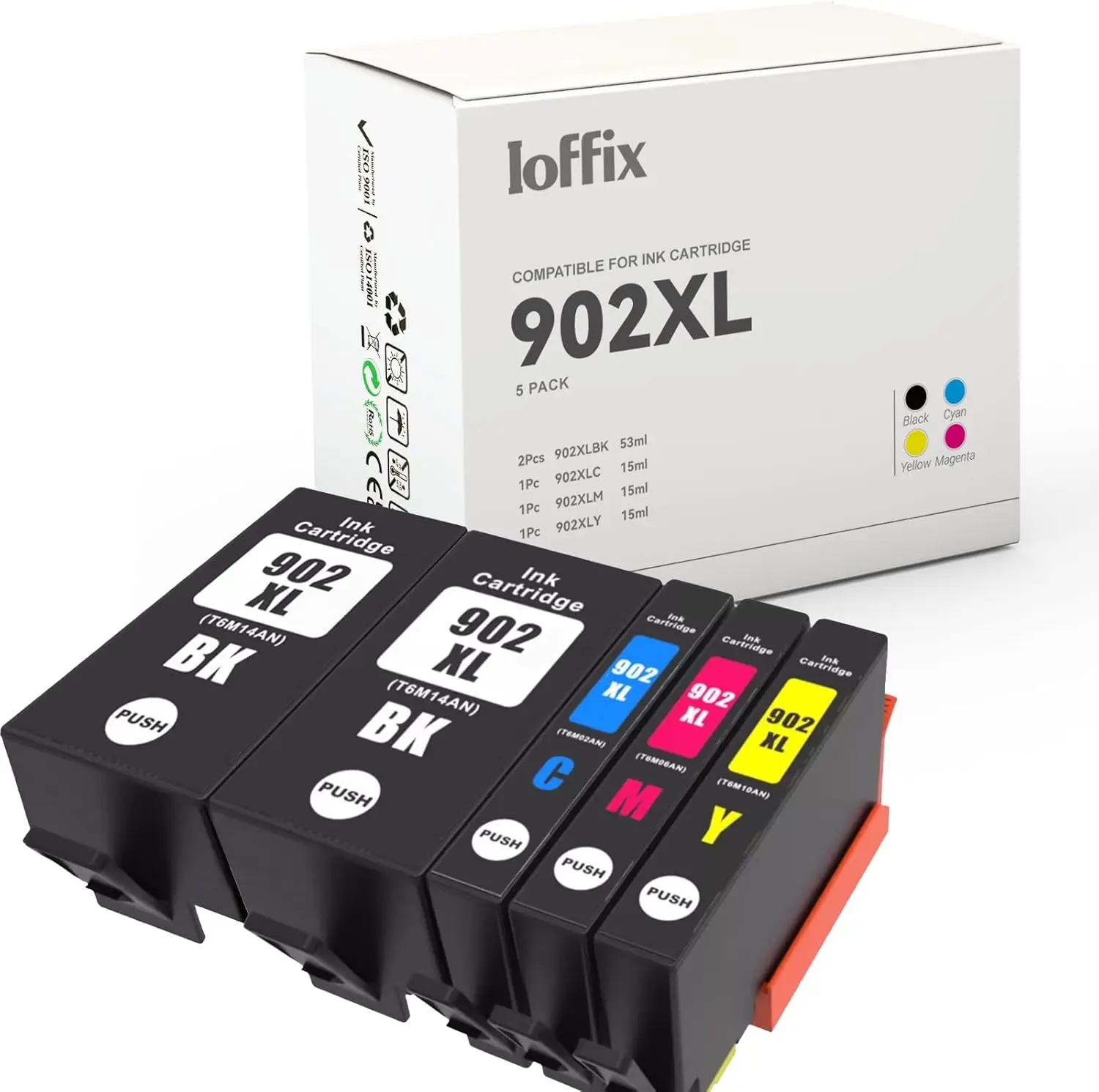 Отличные 902XL чернильные картриджи для HP комбинированный сменный принтер (5 шт.) совместимый с чернильными картриджами