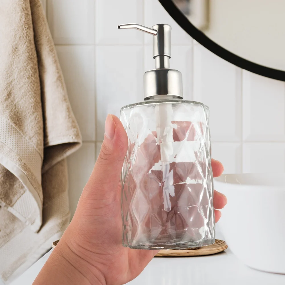 Wholesale Colorful Glass Jar Lid Soap Dispenser Bottle with Pump Soap Liquid Shampoo Dispenser Manufacturer for Bathroom