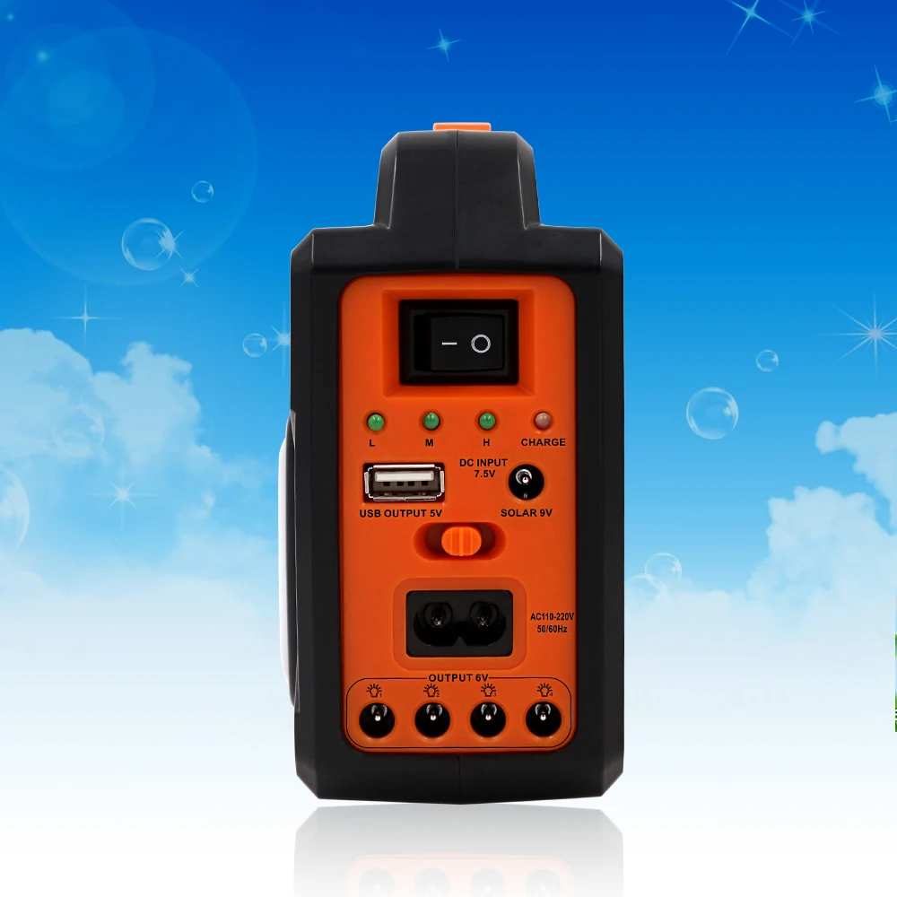 Fashion design rechargeable sun power generator portable solar power lighting system with battery inside and solar panel bulbs