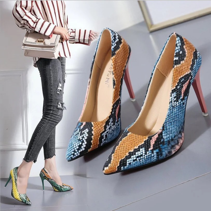 2022 Fall Fashion Serpentine High Heels Shoes For Women Plus Size Pumps Pointed Sexy High Heel Shoes