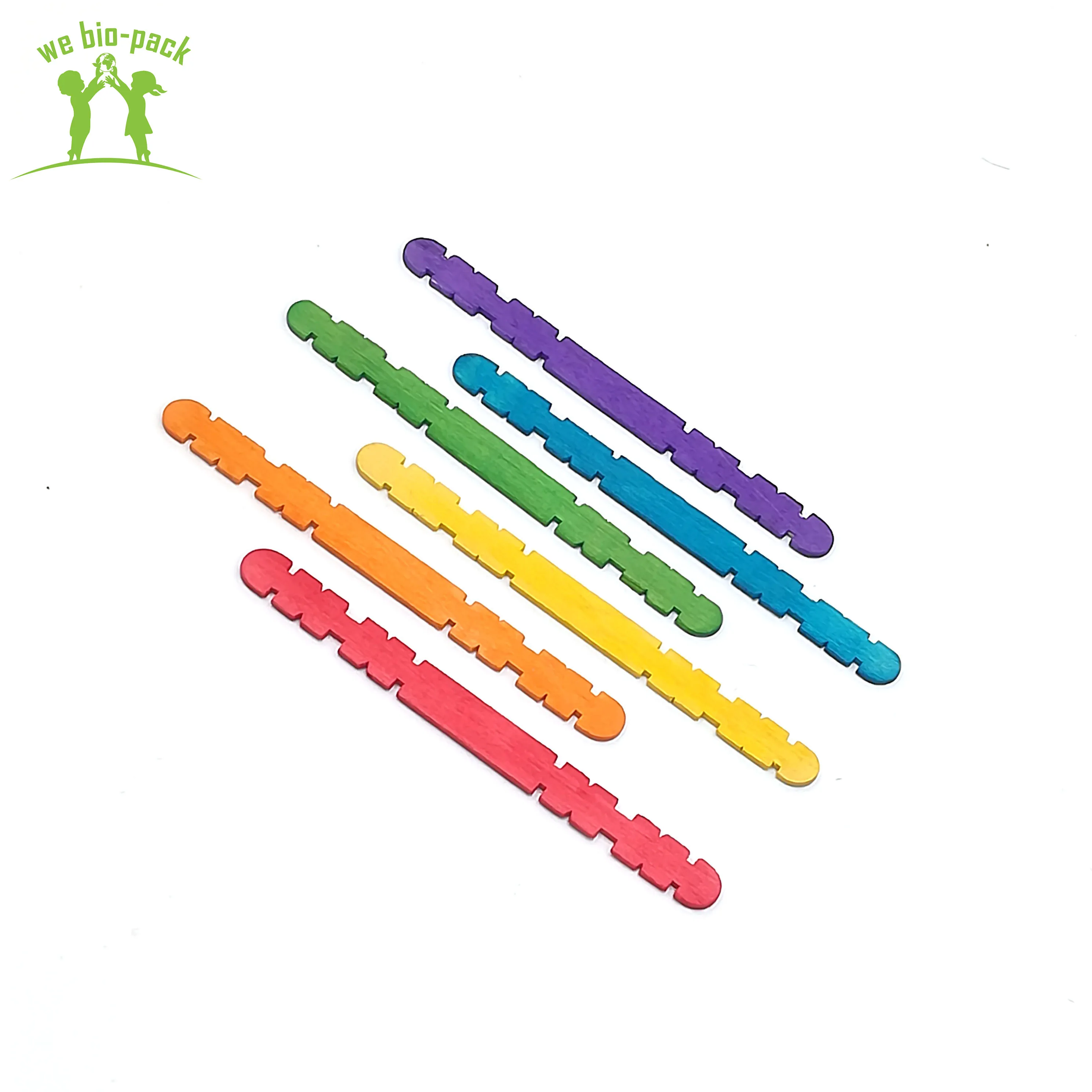
114mm Kids Food Grade Wooden Sticks DIY Color Zigzag Craft Sticks Ice Cream Spoon 