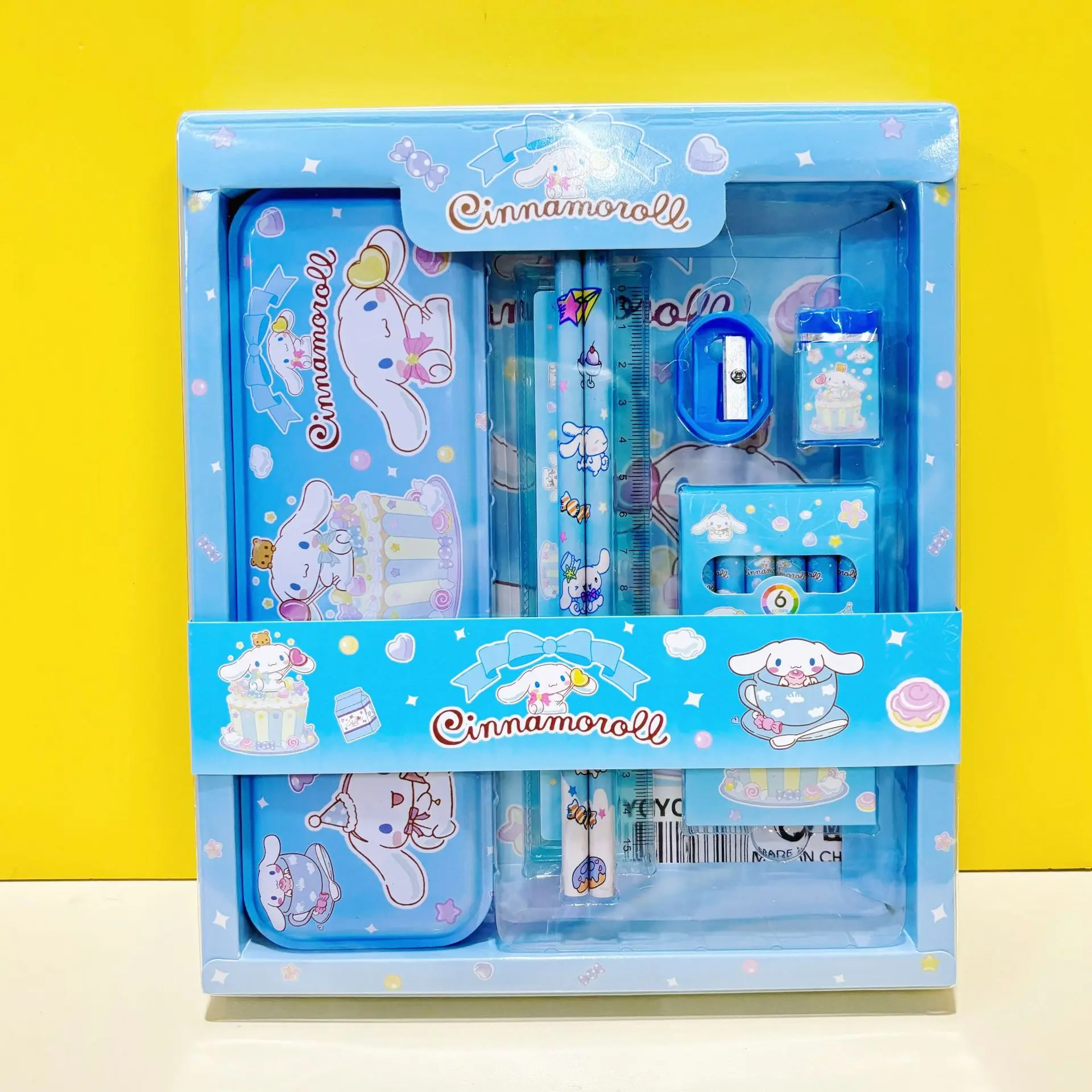 Sanrio school supplies wholesale 6 pcs stationery set with pencil box stationery items stationary accessories for kids