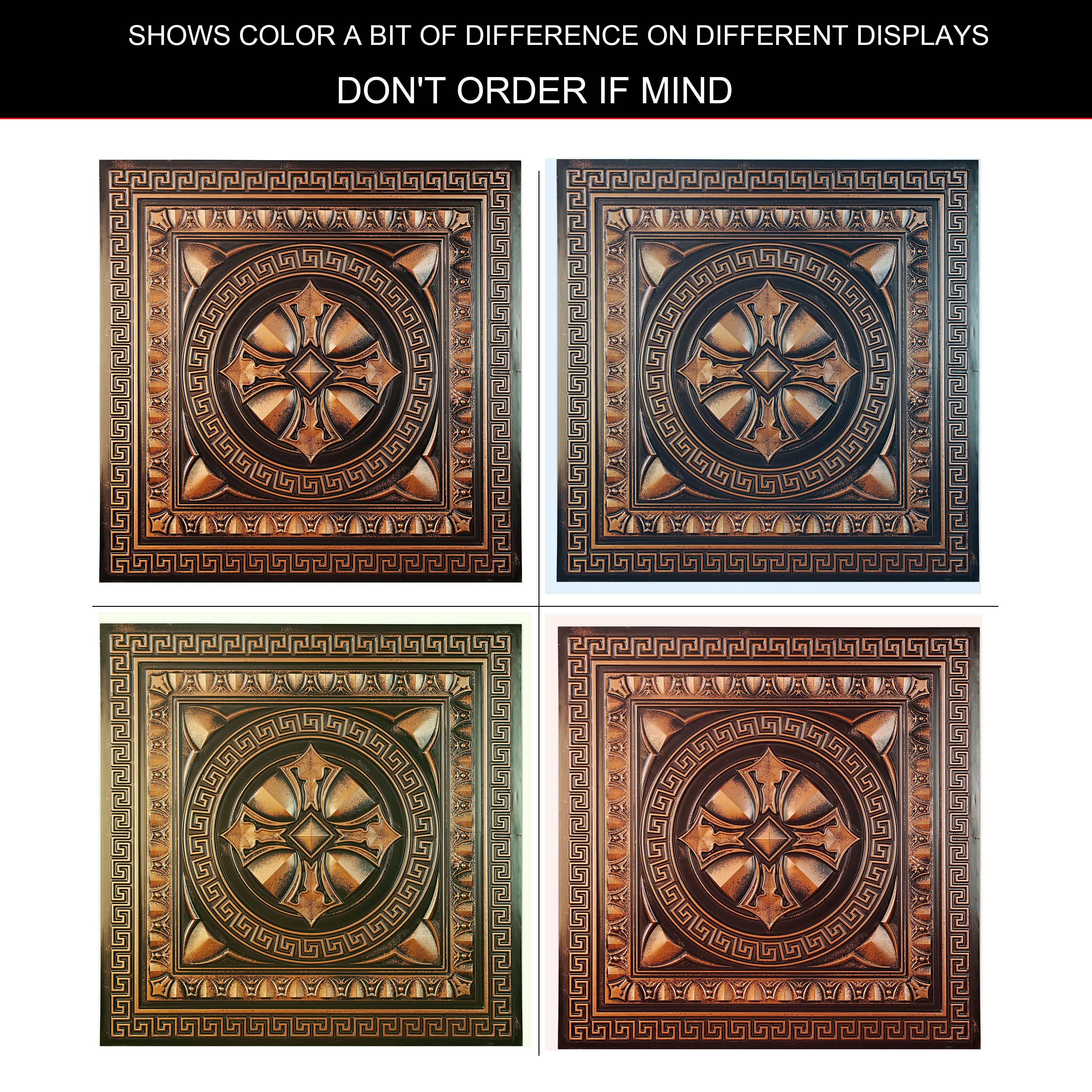 Ceiling Tile Faux Tin Painted Faux Tin Ceiling Tile 3D Wall Panels Decor for Cafe Club Salon PL01 Traditional copper PAINTSDECOR