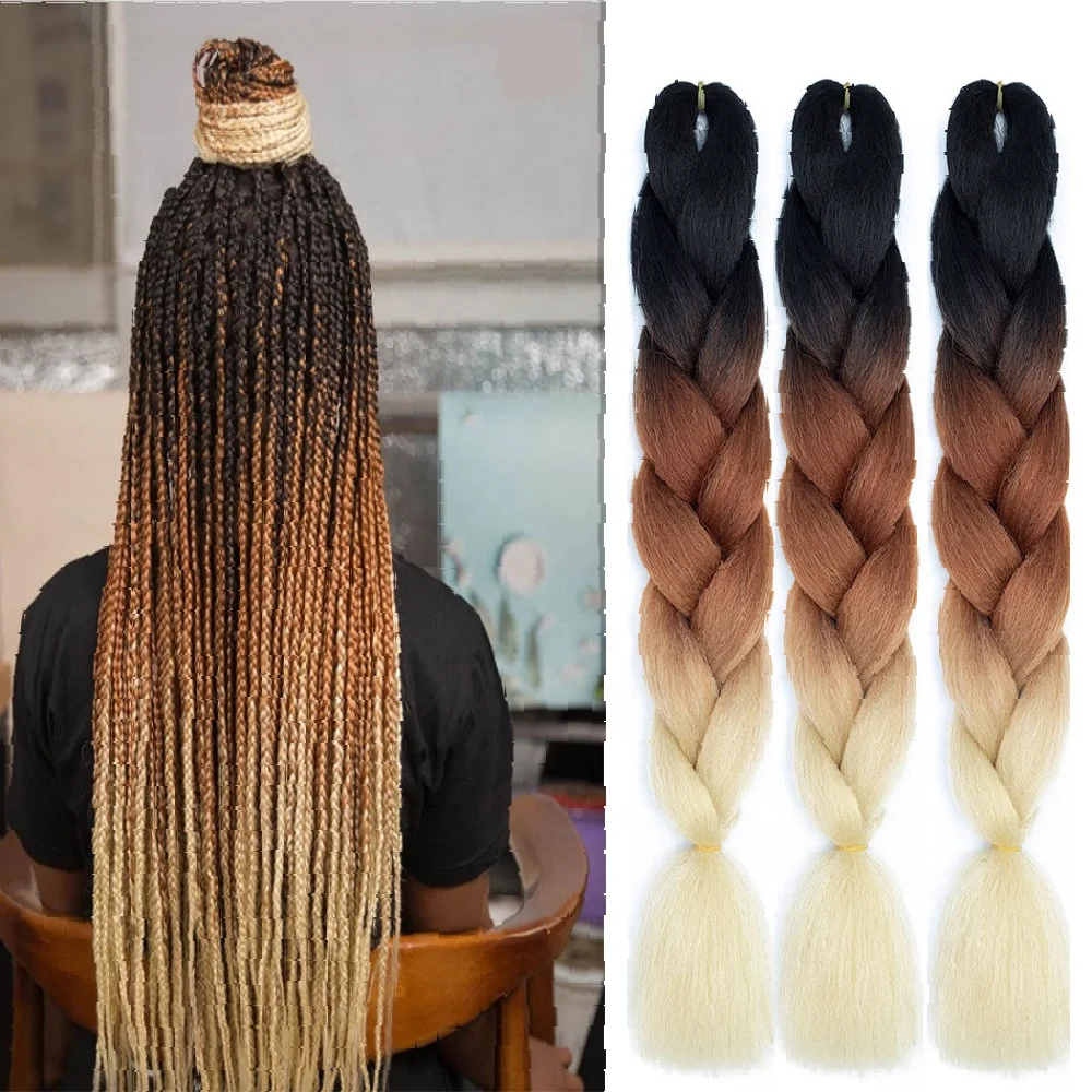 Hot Sale Braiding Hair Wholesale 82 Inch prestretched Jumbo Yaki Straight Synthetic Fiber Expression Braids for African women