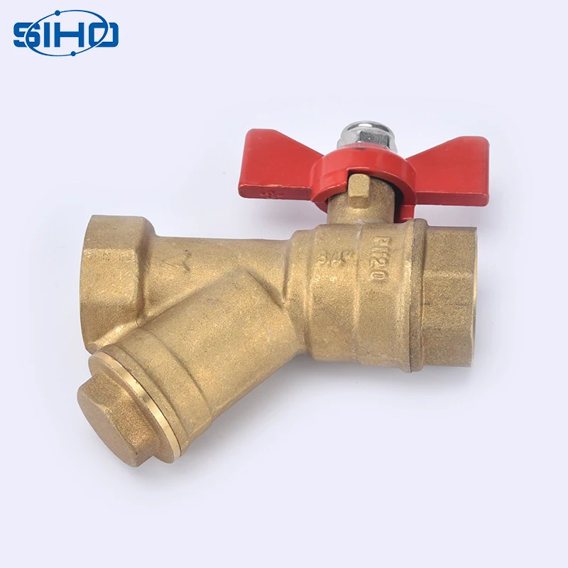 Ball Valve with Filter Factory Online Sale High Quality Brass China Thread Standard Water Normal Temperature Brass Color Manual