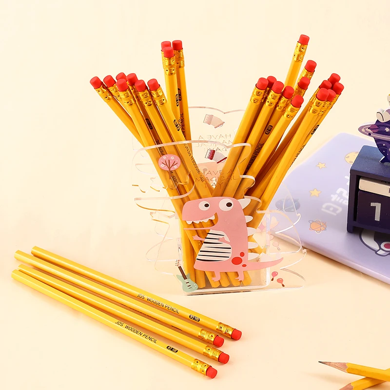 DASHENG 12pcs Yellow HB Pencil with Topper Eraser Hexagonal Standard Wooden Promotional Pencil for School Office and Children