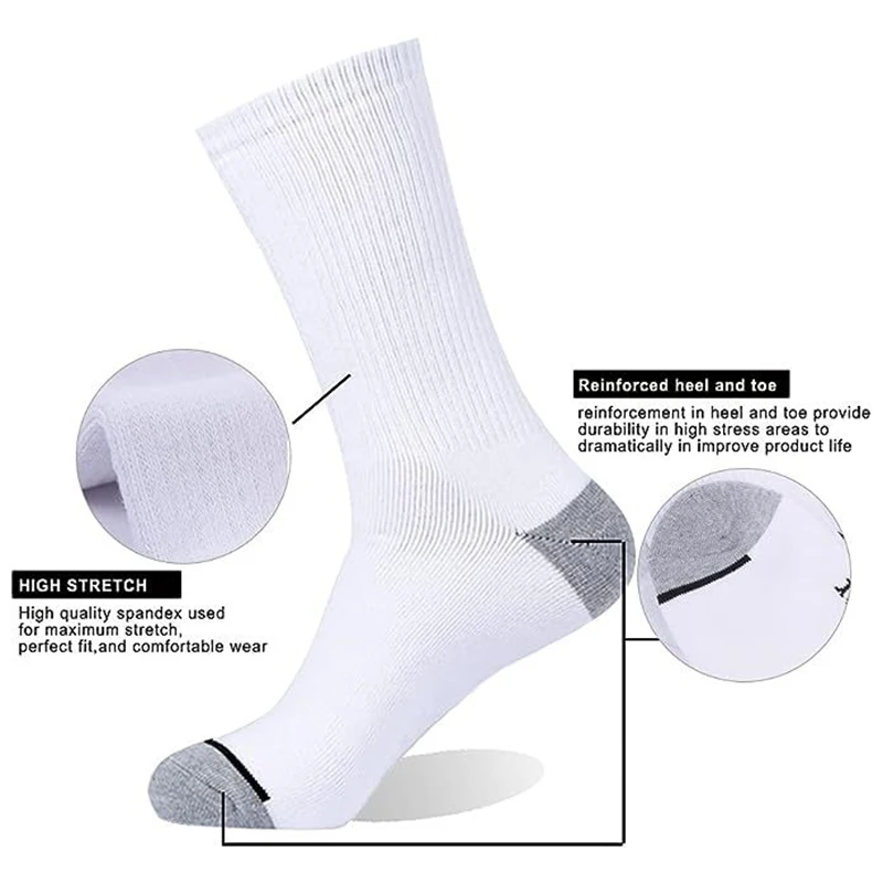 Men Cotton Socks New Style White Socks Men Soft Breathable Sports Long Walking Running Hiking Thermal Socks