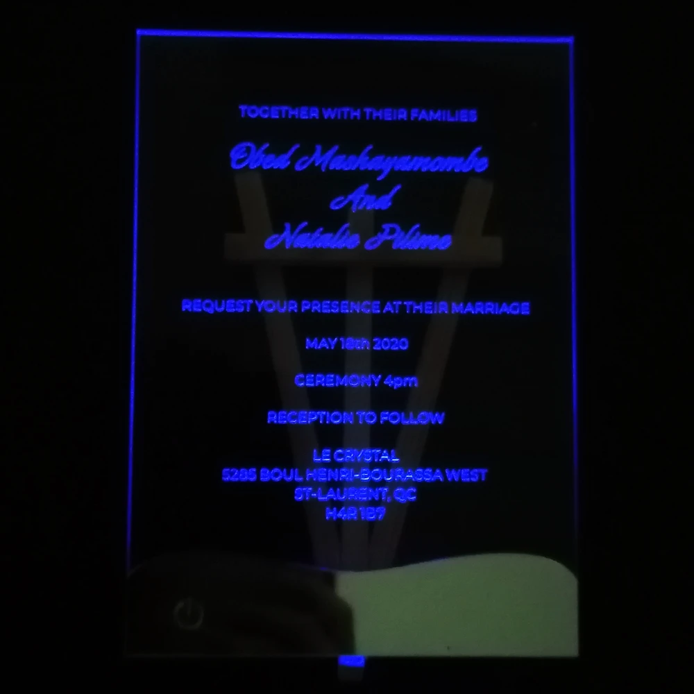 Новые светодиодные акриловые Пригласительные открытки для свадеб, вечеринок, мероприятий