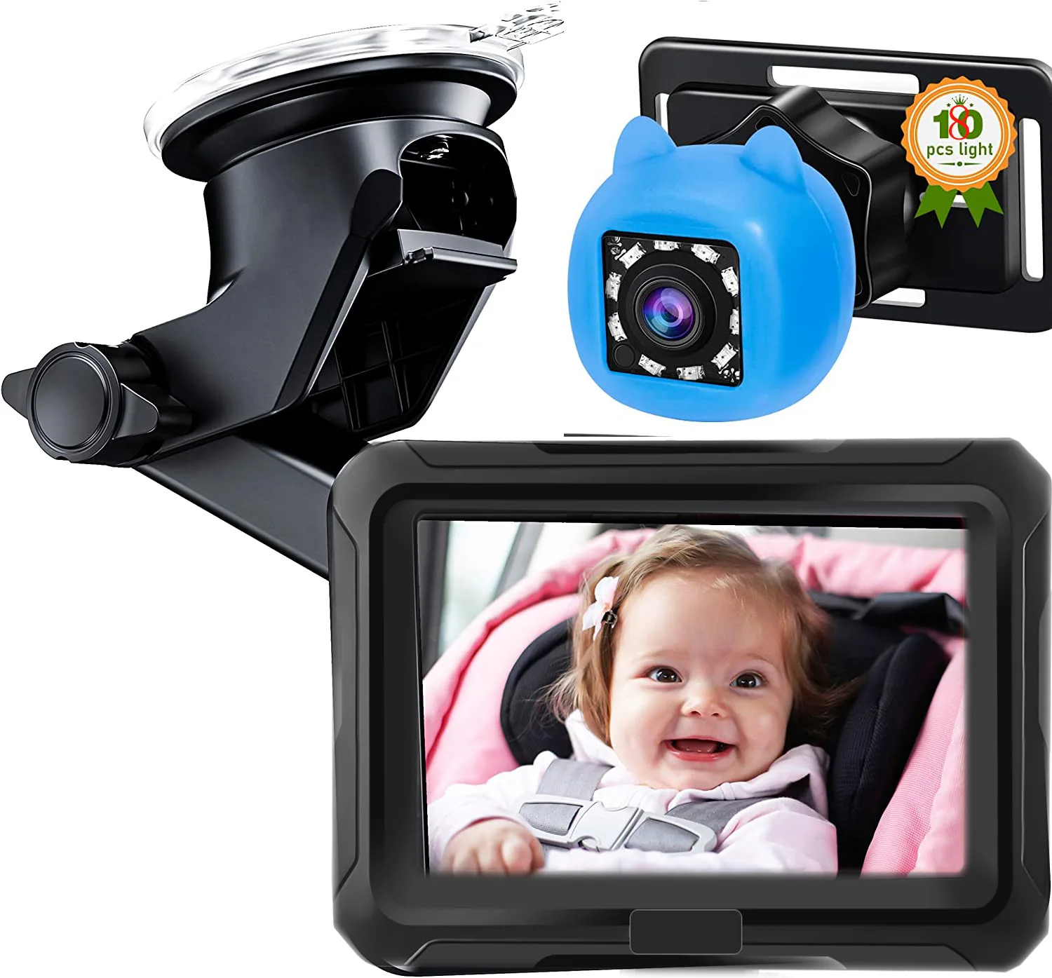 Factory Wholesale 4.3inch HD Screen Baby Monitors Back Seat Car Baby Children Video Mirror Monitor and Camera Set