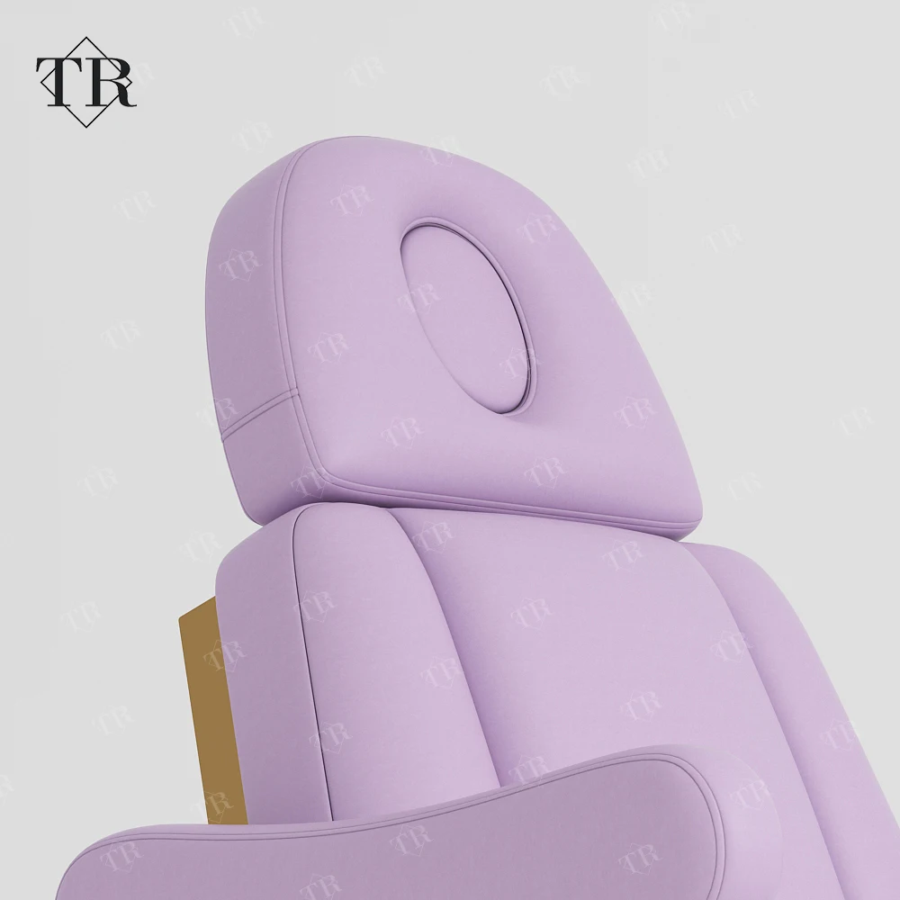 Customizable Fashionable Intelligent Folding Lifting Purple Electrical Cosmetic Facial Spa Beauty Salon Extension Chair Bed