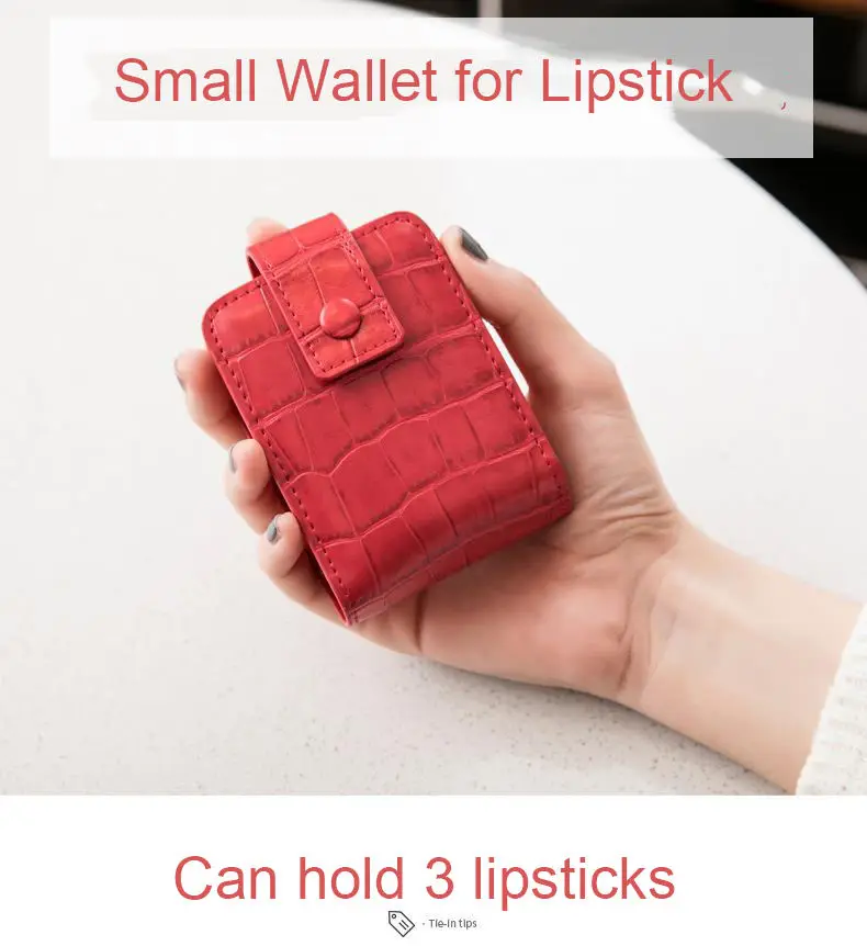 Double Lipstick Case With Mirror For Purse Makeup Lipstick Case for Outside Mini bag Travel Cosmetic Pouch For Women