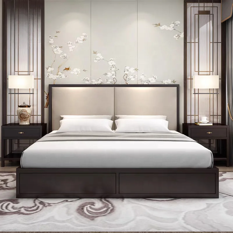 Dark Color Hotel Furniture Dubai Hotel Furniture Sample Wood Bedroom Furniture for Hotel