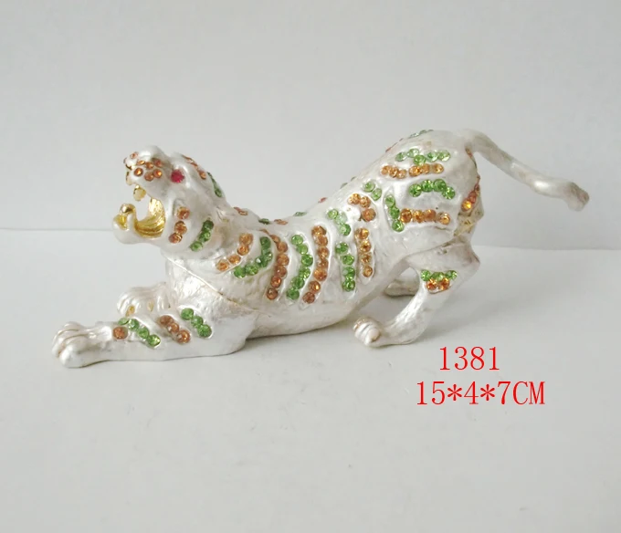 metal cheetah trinket jewelry box  metal craft gifts for home decoration animal figure