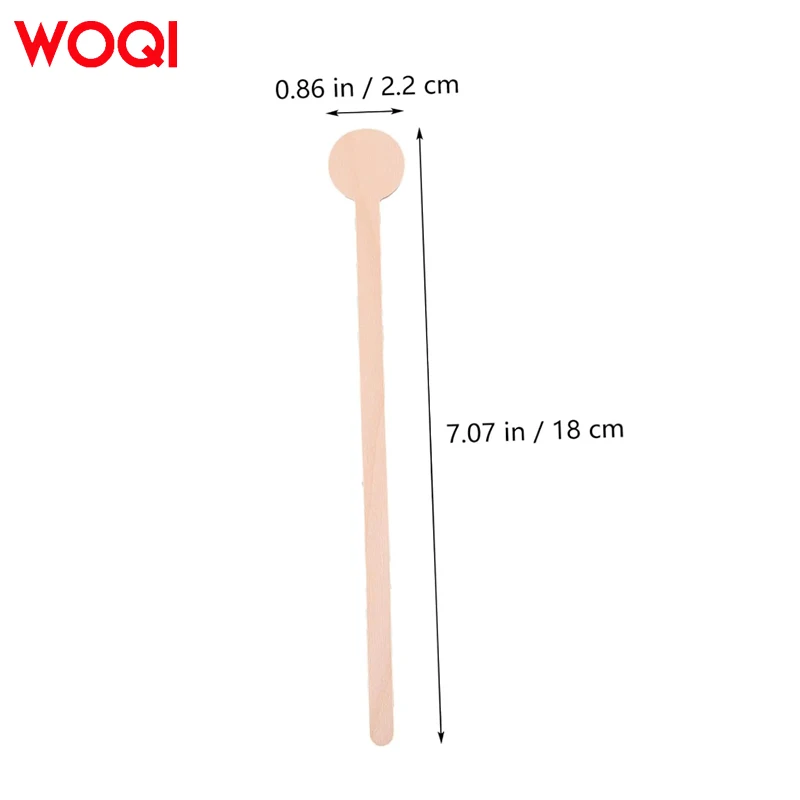 WOQI Hot Sale Food Grade Various Size  Disposable Natural Wooden Round Head Coffee Stirring Stick for Coffee Tea