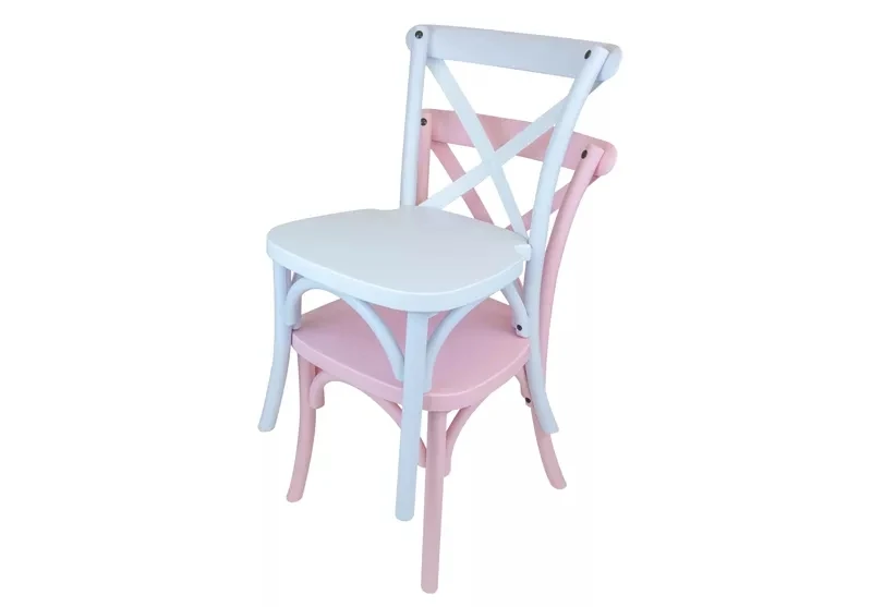 White pink Color Kids Plastic Children Crossback Chair Material X Back Chair for Wedding Event