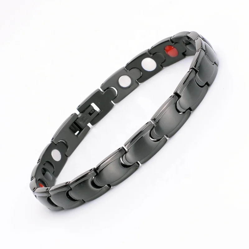 In stock wholesale stainless steel energy bracelet health medical with magnetic germanium negative ion and far infrared beads