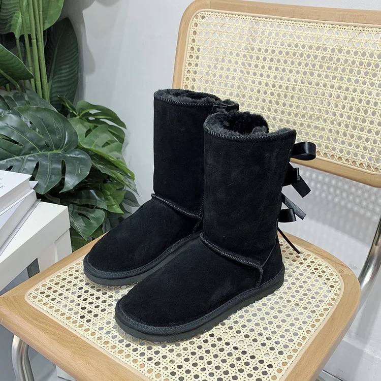 Factory Direct Wholesale Winter Warm Sheepskin Fur Boots Waterproof Furry Uggh Snow Boots For Women