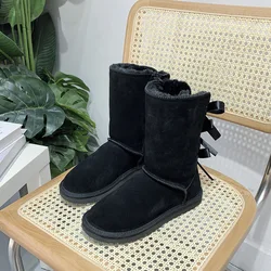 Factory Direct Wholesale Winter Warm Sheepskin Fur Boots Waterproof Furry Uggh Snow Boots For Women
