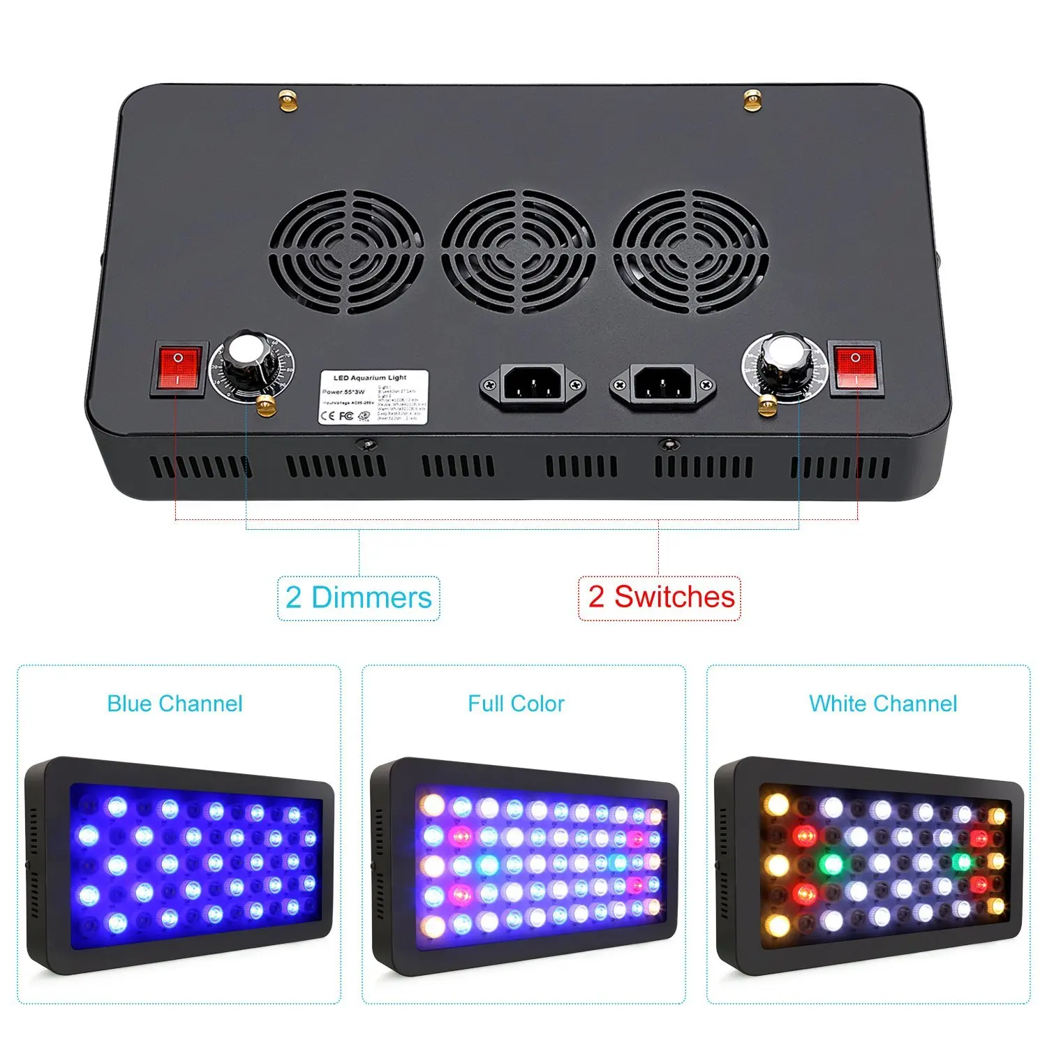 Full Spectrum Dimmable 165w LED Aquarium Light for Saltwater Corals SPS and LPS