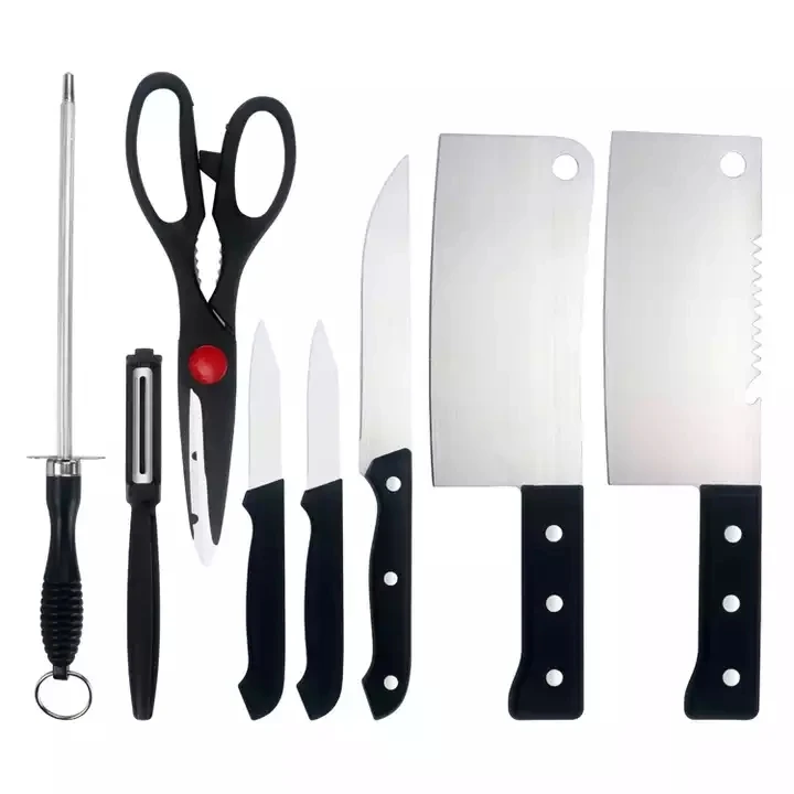 2023 Popular Wholesale Kitchen Knife Set 8-piece Business Knife Set Stainless Steel Double-sided Suction Knife Sets