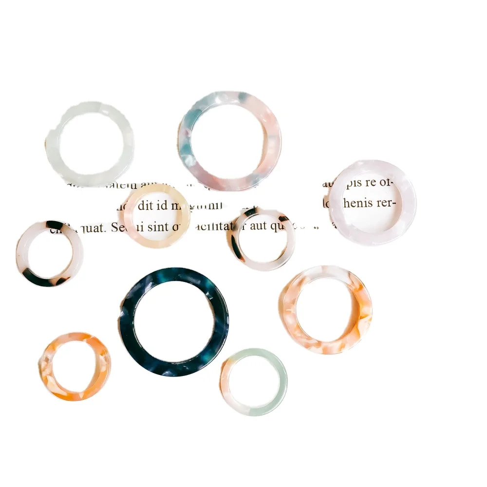 Round Circle Ring Shape Resin Plastic Acetic Acid Eardrop Diy Material Pendant Necklace Earring Charms Jewelry Component 10pcs