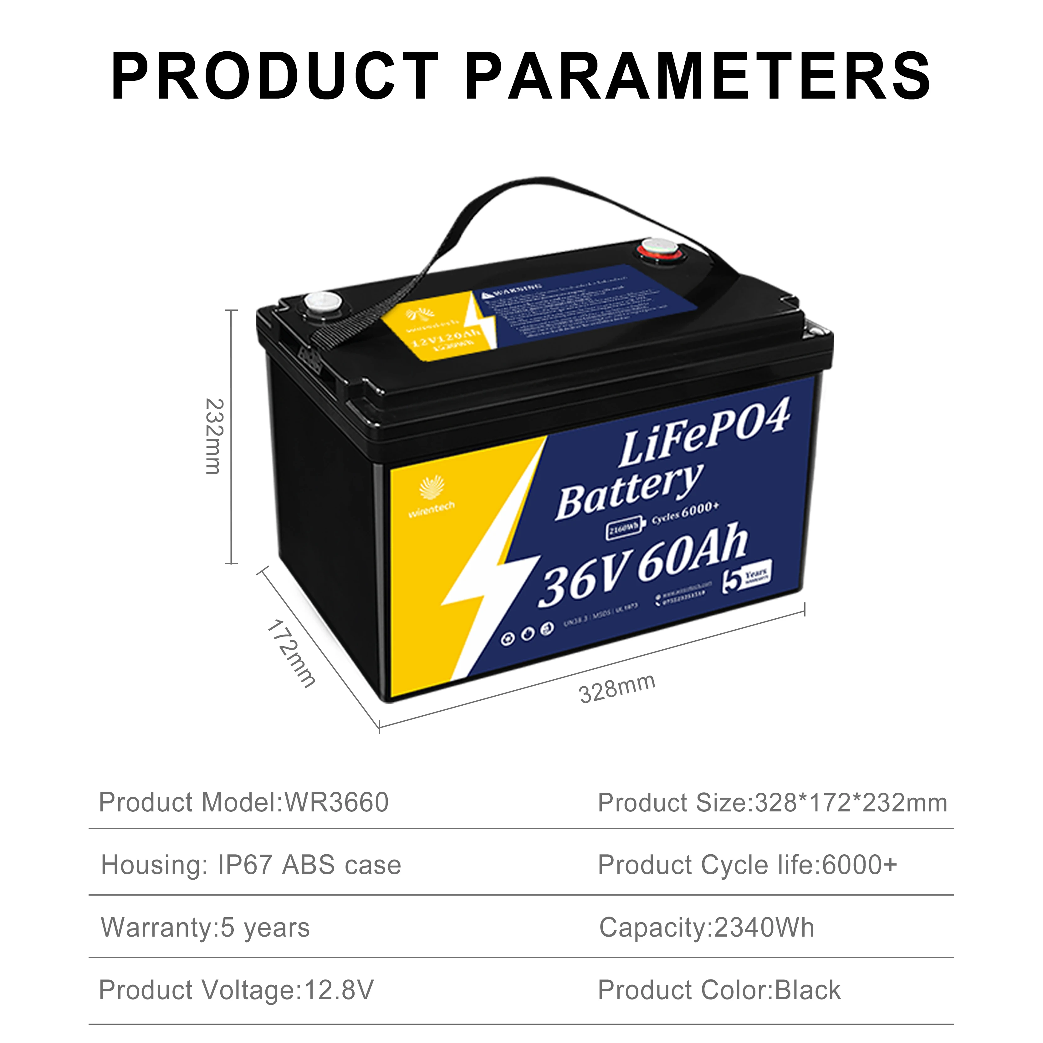 36V 60Ah Rechargeable Deep Cycling Lithium Ion Battery Cranking Starting Power Station Power Bank For Boats/Marine
