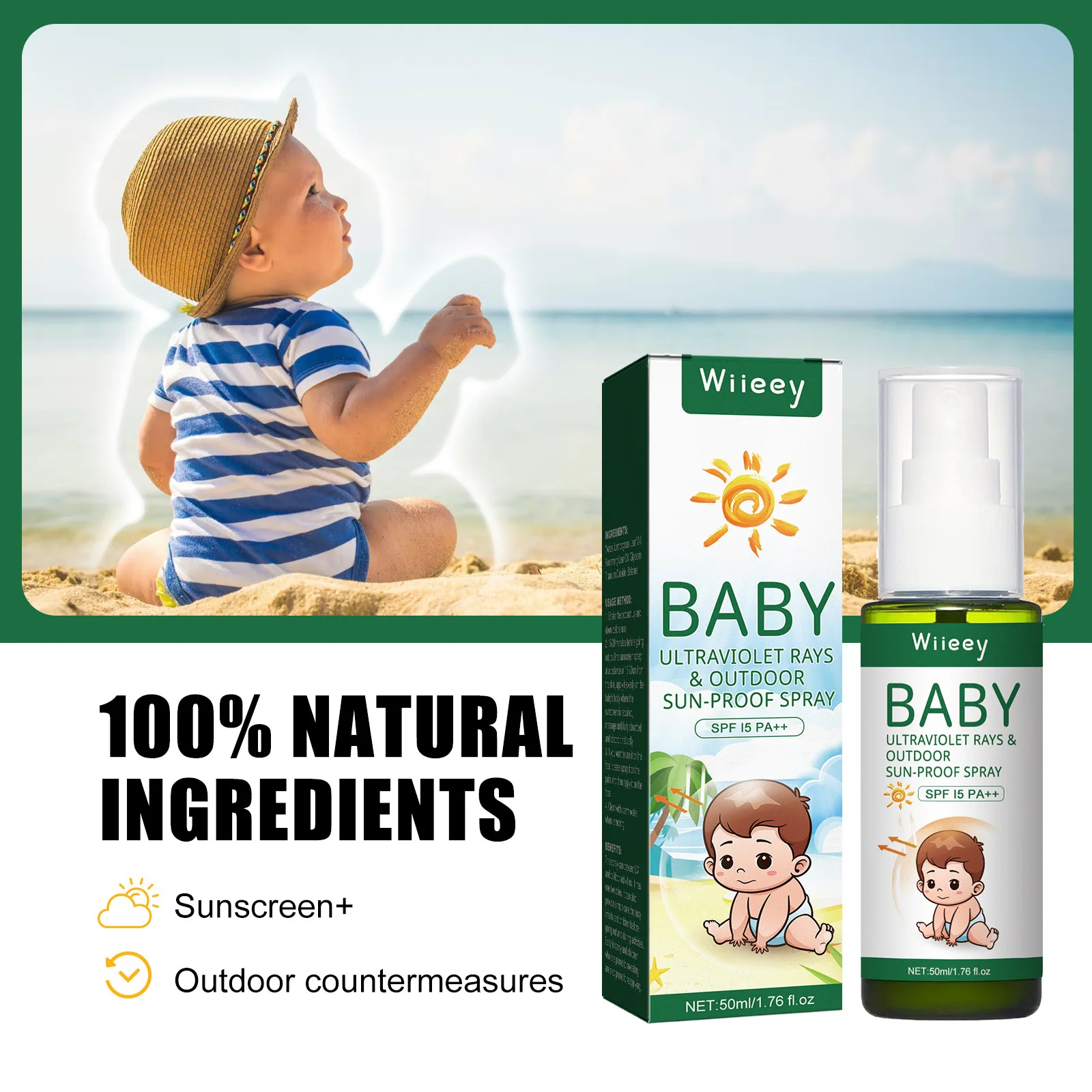 Wiieey Wholesale Professional Skincare Non-Greasy And Lightweight Mineral Baby Sunscreen Spray
