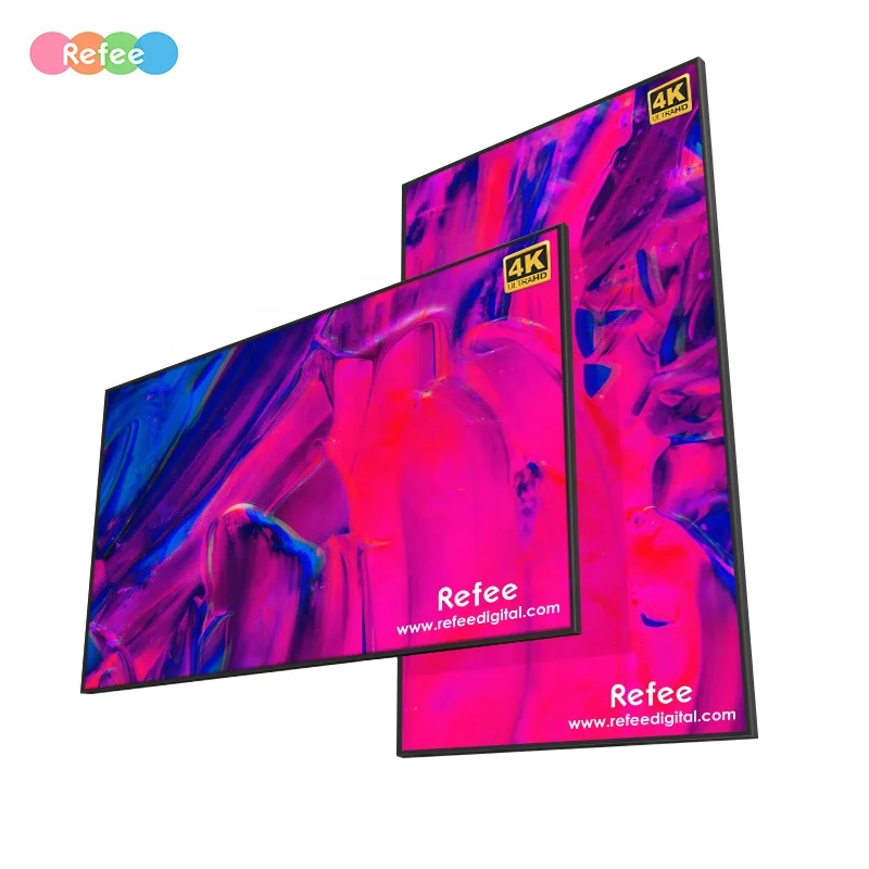 Ultra slim 4K QLED wall mount advertising display lcd display panel internet advertising digital signage and displays