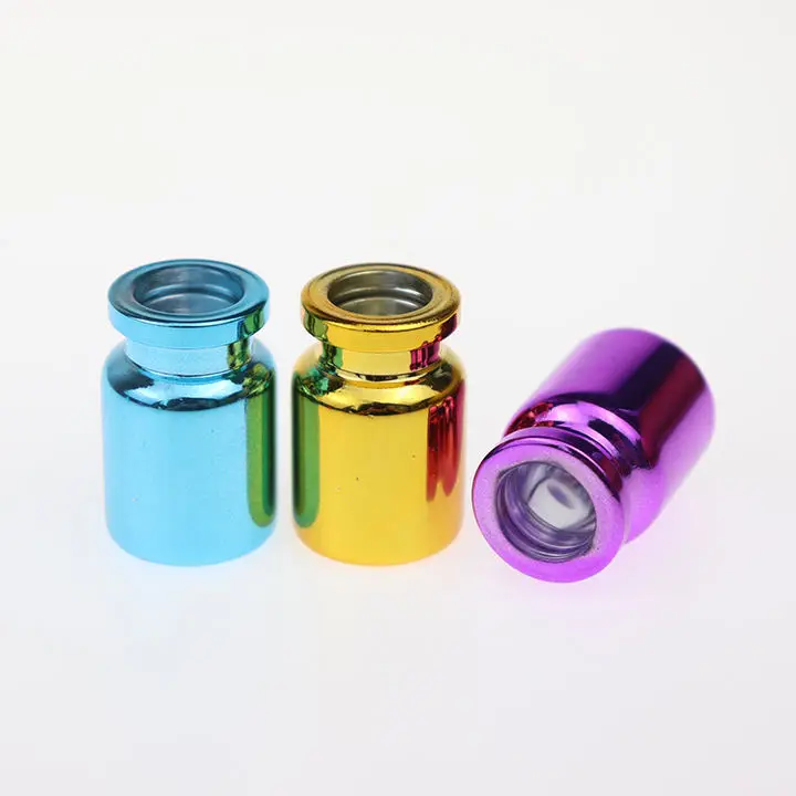 Wholesale Cosmetic medical glass potion bottle 5ml gold purple blue electroplate glass vial