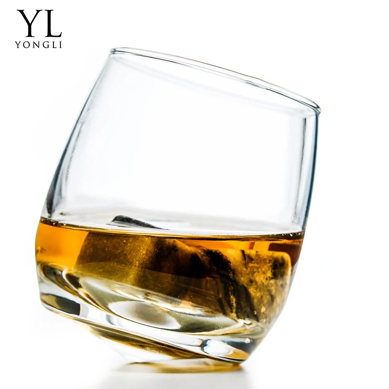 300ml Two Sides Inclined Bottom Lead Free Novelty slantedbottom whisky glass