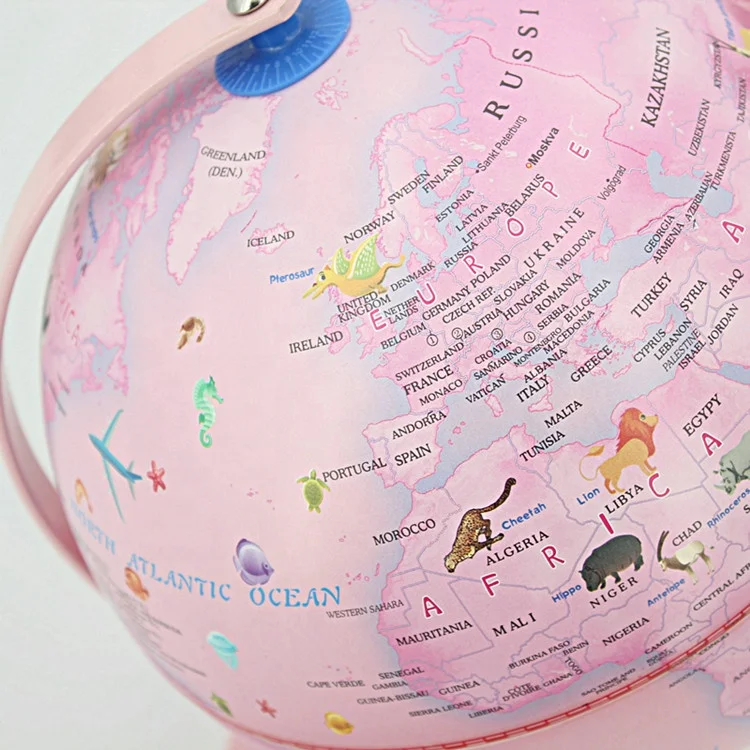 
Pink printing Rotating PVC World Globe For table ornaments 