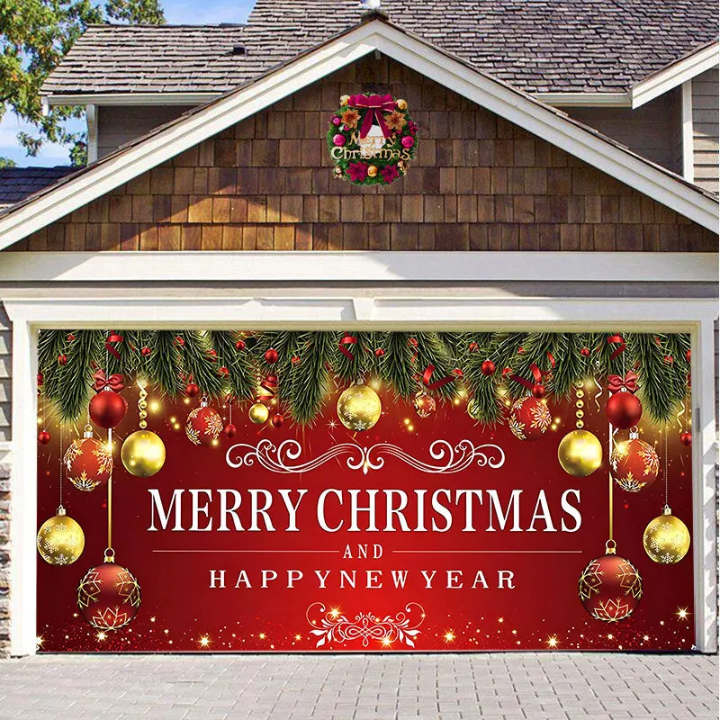 Christmas garage tapestry gate background cloth outdoor door sticker festive decoration large size hanging cloth tapestry cloth