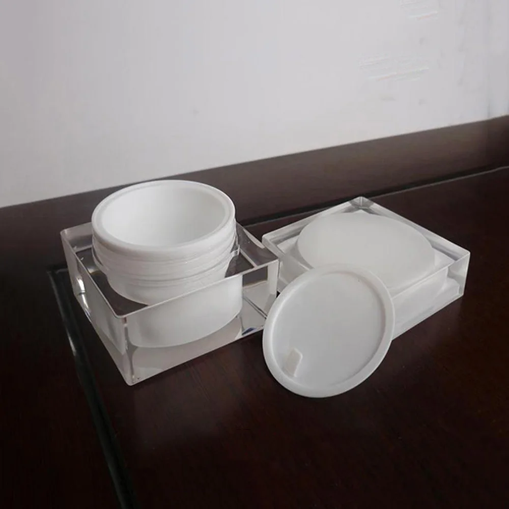 1 oz Acrylic Clear Square Cosmetic Cream Jar For Face Cream
