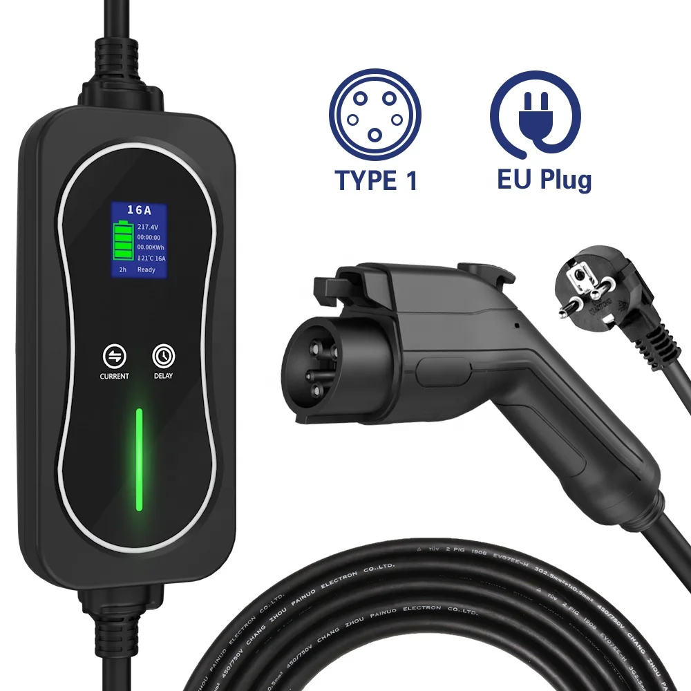 16A TYPE 1 Portable EV Charger With EU Schuko Plug