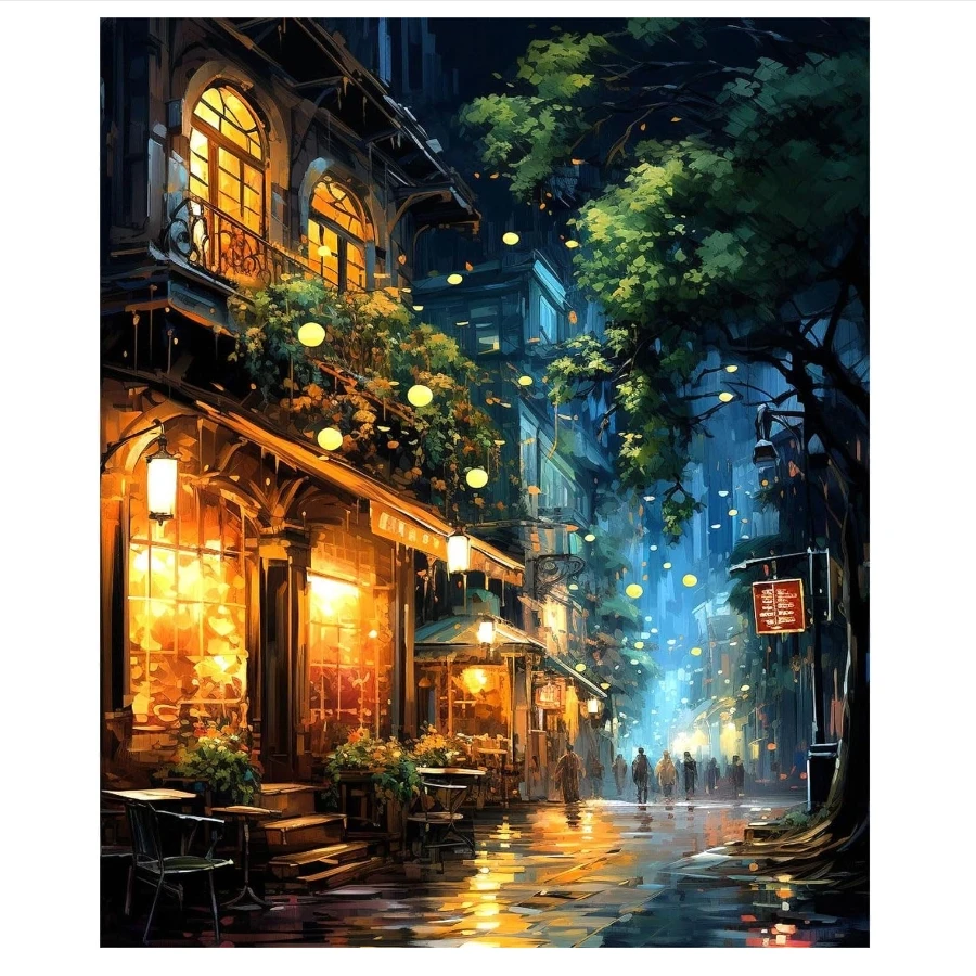 Painting by number  kit suitable for adult beginners canvas night view house large landscape painting by number