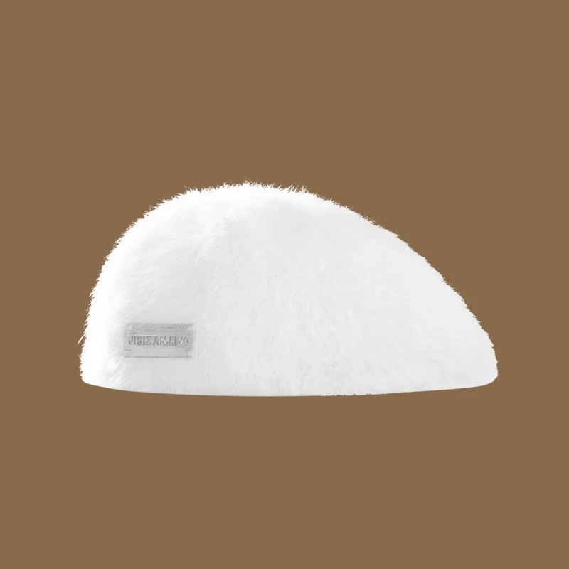 ZANDY Simple Fashion Casual Warm Metal Label Rabbit Hair Beret