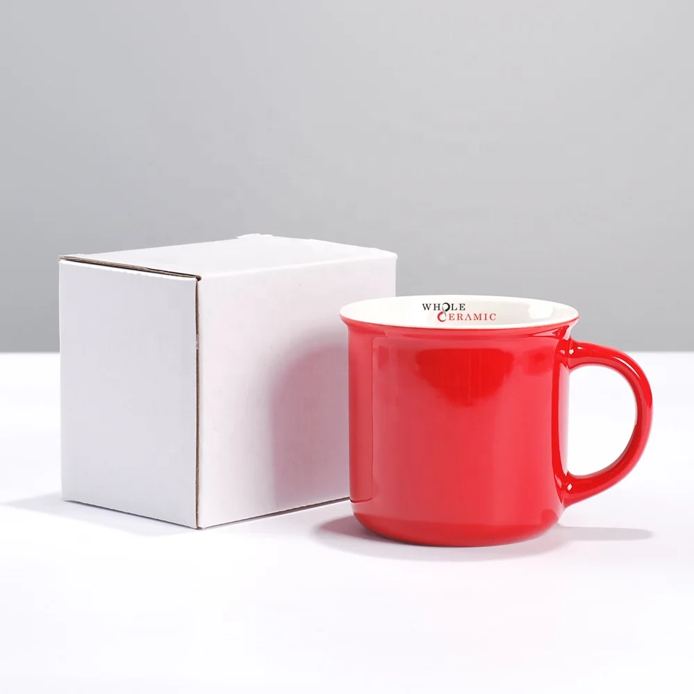 eco-friendly new bone china solid color glaze ceramic enamel mug factory camping coffee mug porcelain tea drinking cup