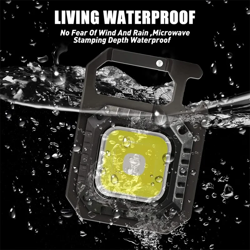 Outdoor Mini Portable COB Emergency Keychain Flashlight Tripod Working Light Folding Bracket for Camping Fishing Bottle Opener