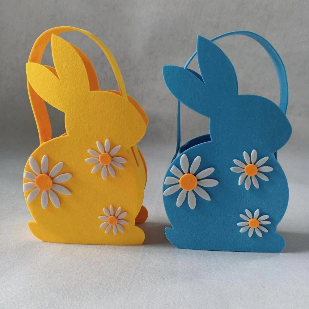 Wholesale Customized Fabric Felt Easter Bunny Basket Blank With Handle