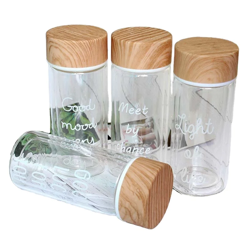 
2021 new style Wholesale 220ml custom logo mini glass water bottle with bamboo lid 