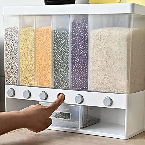Dry Food Dispenser Wall mounted rice container Bulk food storage Grain Canisters can accommodate six kinds of grains