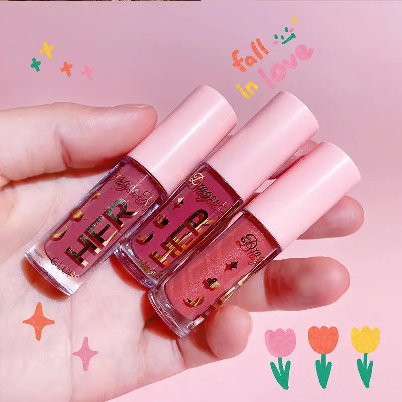 Glossy Mirror Hydrating Lip Glaze Lipstick for Students Honey Moisturising Glaze Graffiti Jelly Lip Colour