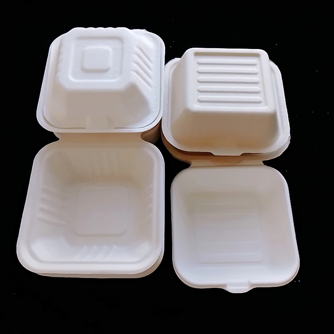 Compostable Ecofriendly Bagasse Take Away Box biodegradable lunch box bagasse Hamburger
