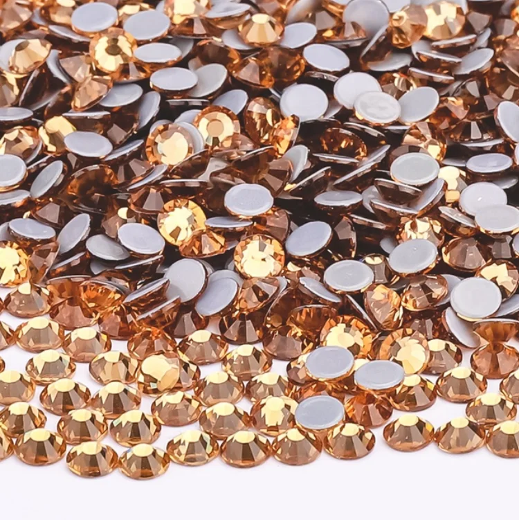 SS6 8 10 12 16 20 30 Smoked Yellow Hotfix Iron On Rhinestone Glass Strass Applique Flatback Crystal Stone For Dance Dress