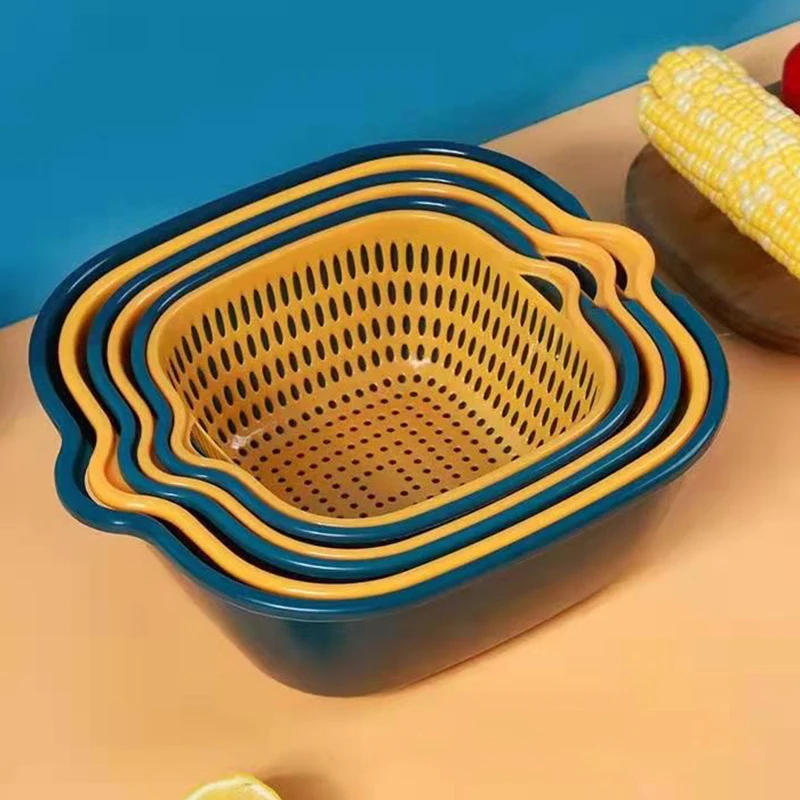 6 Piece Kitchen Multifunctional Drain Basket For Cleaning,Draining and Storing Fruits and Vegetables Easy to Place Safe Material (1600380332590)