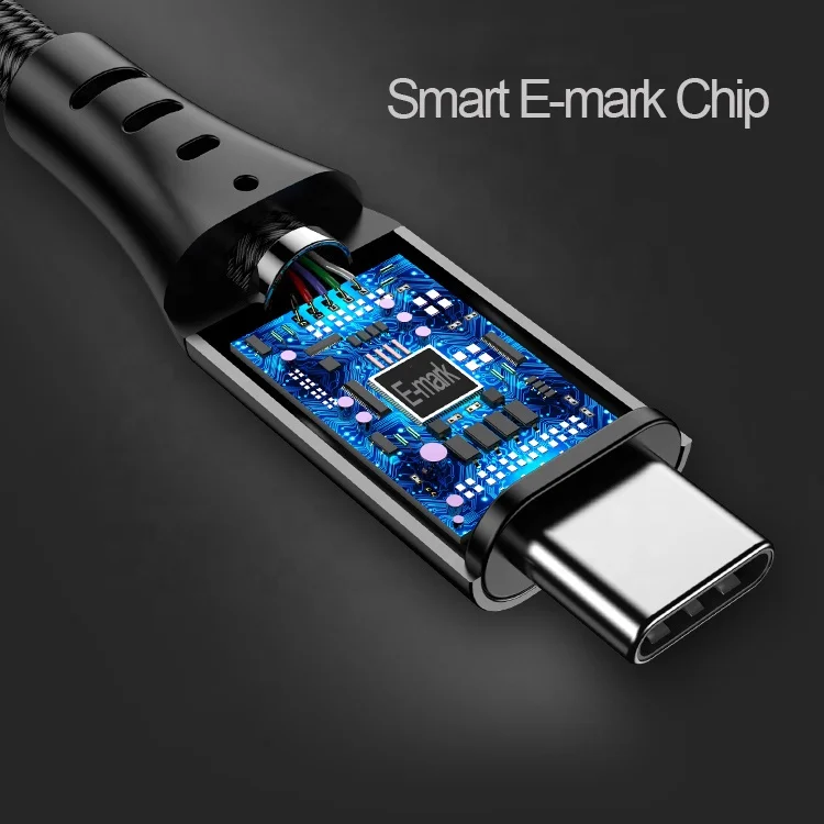
2020 New E-MARK IC 20V 5A USB 3.1 Type-C to Type-C PD Fast Charger Data Cable 10G/s , GEN 2 4K 3D 