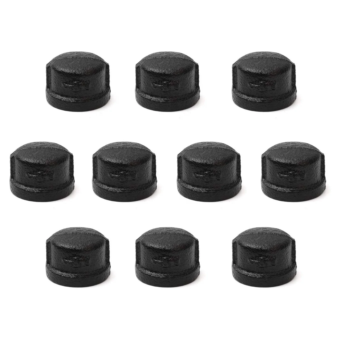 Black Pipe Cap Home Black Malleable Iron Cast Pipe Caps For Steam-punk Vintage Shelf Bracket DIY Plumbing Pipe Fittings Decor