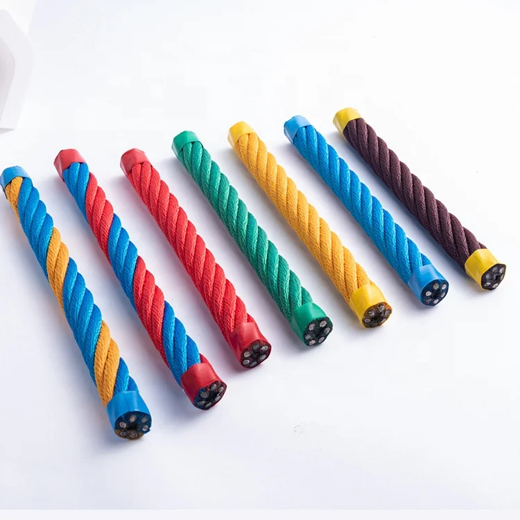 China 16mm Twist Combination Rope Steel Wire Core 4 6 Strands PP Polyester Danline Fishing Playground Rope Climbing Net Cord